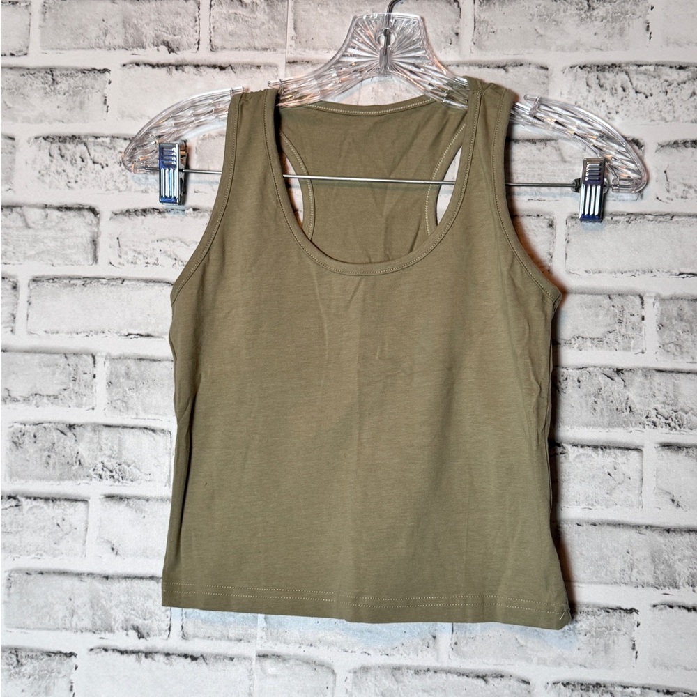 Olive Green, Grey, and Black  Women's Tank Tops‎ cropped set of 3 cotton size M